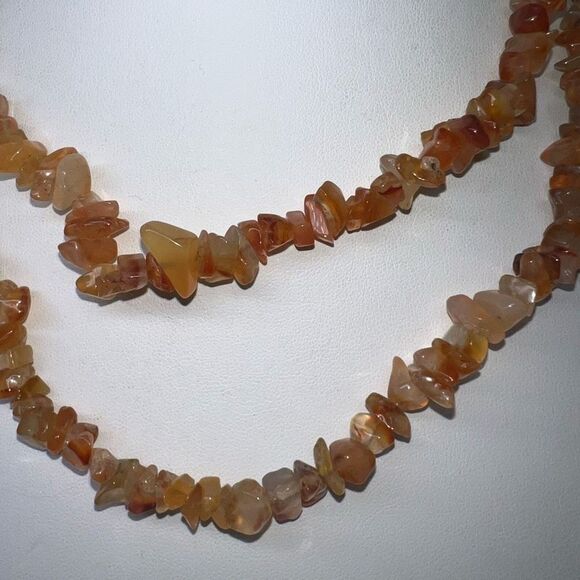 Chunky Orange Agate Boho Beaded Necklace - Picture 2 of 6